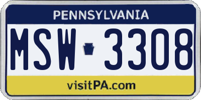 PA license plate MSW3308