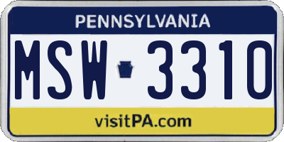 PA license plate MSW3310