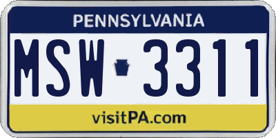 PA license plate MSW3311
