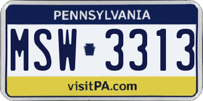 PA license plate MSW3313