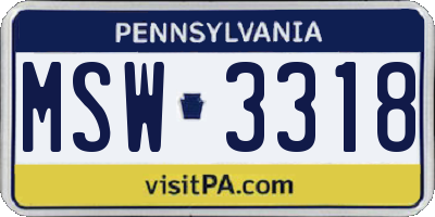 PA license plate MSW3318