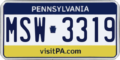 PA license plate MSW3319