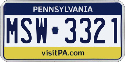 PA license plate MSW3321
