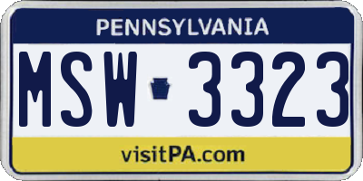 PA license plate MSW3323