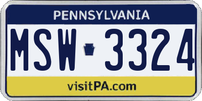 PA license plate MSW3324