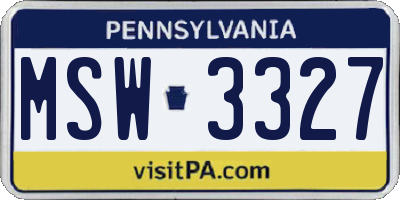 PA license plate MSW3327