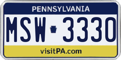 PA license plate MSW3330
