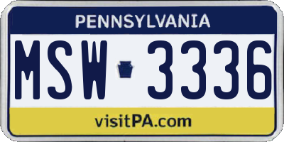 PA license plate MSW3336