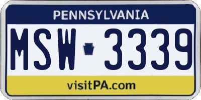 PA license plate MSW3339