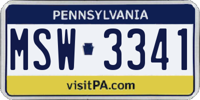 PA license plate MSW3341