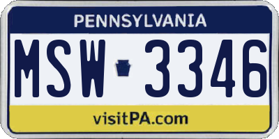 PA license plate MSW3346