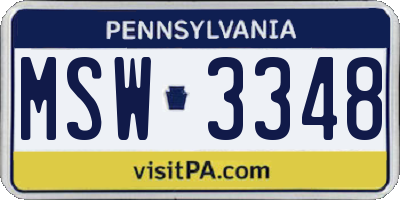 PA license plate MSW3348