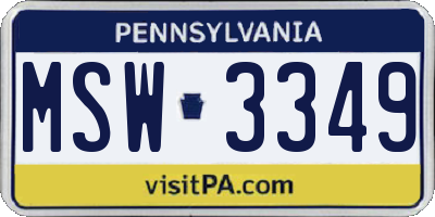 PA license plate MSW3349