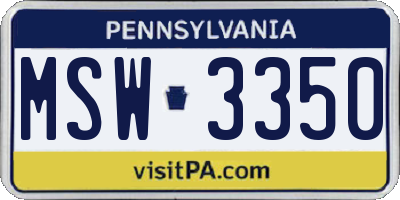 PA license plate MSW3350