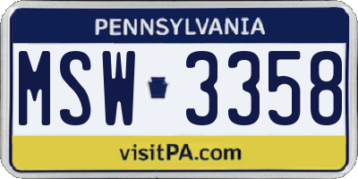 PA license plate MSW3358