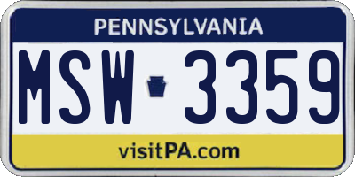 PA license plate MSW3359