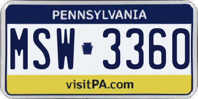 PA license plate MSW3360