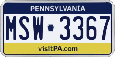 PA license plate MSW3367