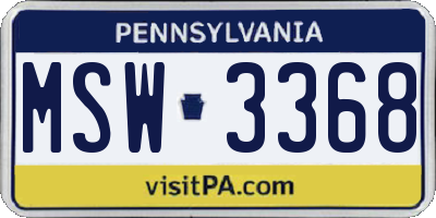 PA license plate MSW3368