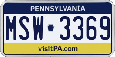 PA license plate MSW3369