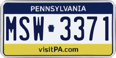 PA license plate MSW3371
