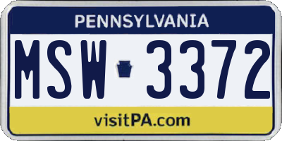 PA license plate MSW3372