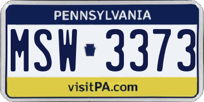 PA license plate MSW3373