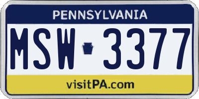 PA license plate MSW3377