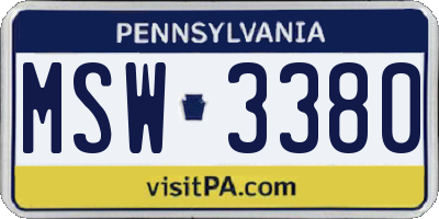 PA license plate MSW3380
