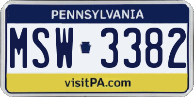 PA license plate MSW3382