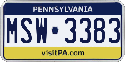 PA license plate MSW3383
