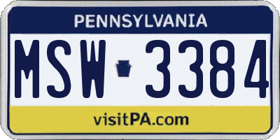 PA license plate MSW3384