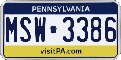 PA license plate MSW3386