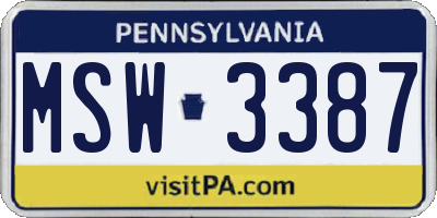 PA license plate MSW3387