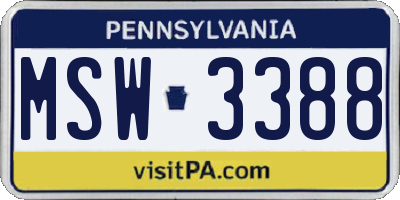 PA license plate MSW3388