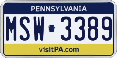 PA license plate MSW3389