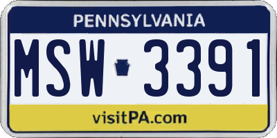 PA license plate MSW3391