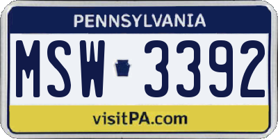PA license plate MSW3392