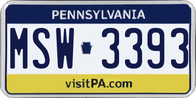 PA license plate MSW3393