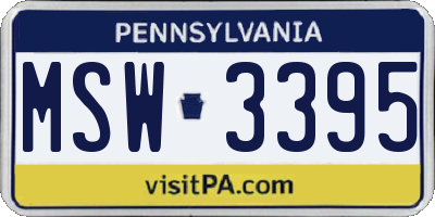 PA license plate MSW3395