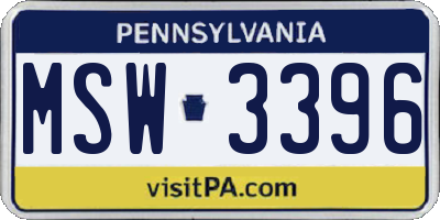 PA license plate MSW3396