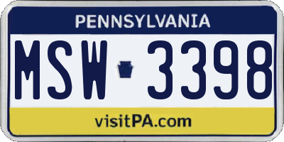 PA license plate MSW3398