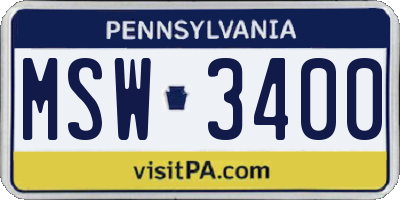 PA license plate MSW3400
