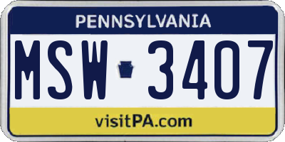 PA license plate MSW3407