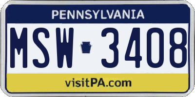 PA license plate MSW3408