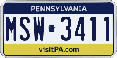 PA license plate MSW3411