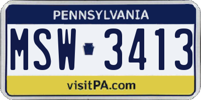 PA license plate MSW3413