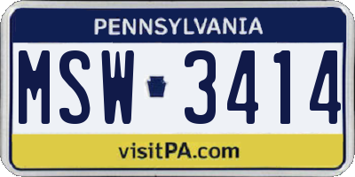 PA license plate MSW3414