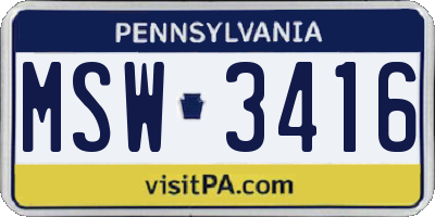 PA license plate MSW3416