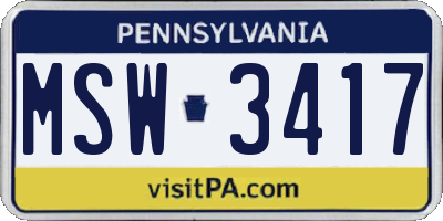 PA license plate MSW3417